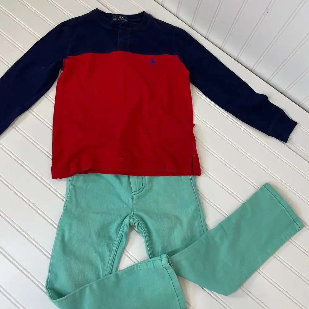 Ralph Lauren & Jacadi Boys Long Sleeve Shirt & Pants Size 5